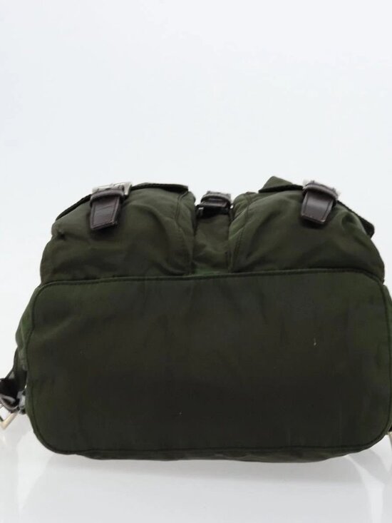 PRADA Backpack Nylon Khaki Dark Brown Auth 75827 main image 13